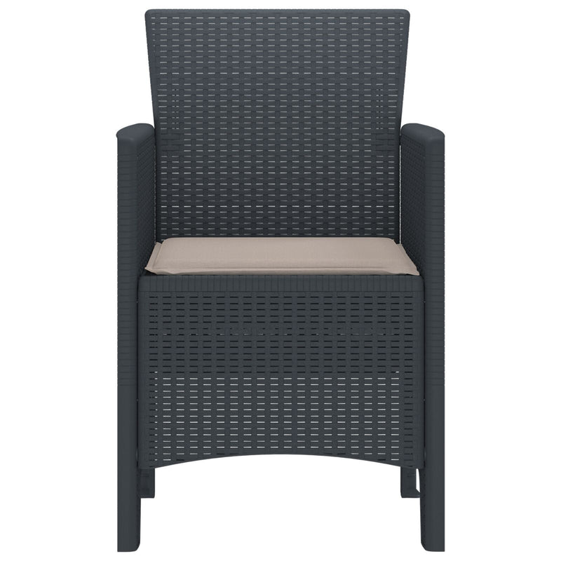 Garden Chairs with Cushions 4 pcs Anthracite Poly Rattan