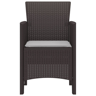 Garden Chairs with Cushions 2 pcs Brown Poly Rattan