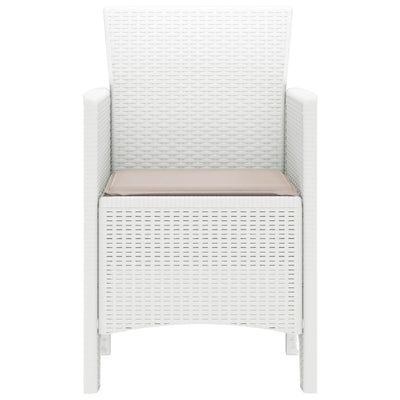 Garden Chairs with Cushions 2 pcs White Poly Rattan