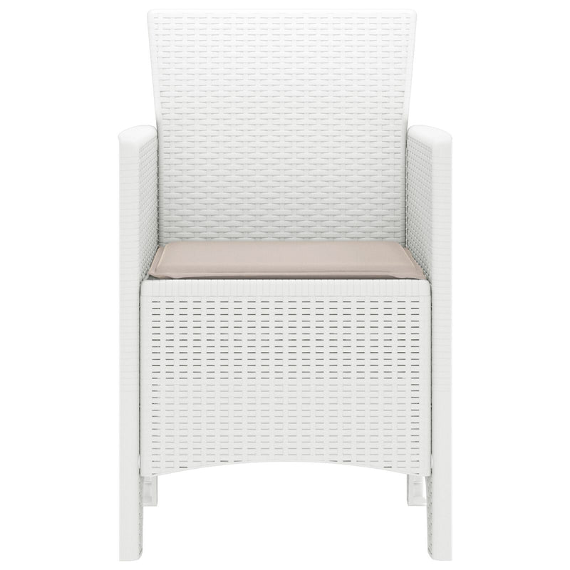 Garden Chairs with Cushions 2 pcs White Poly Rattan