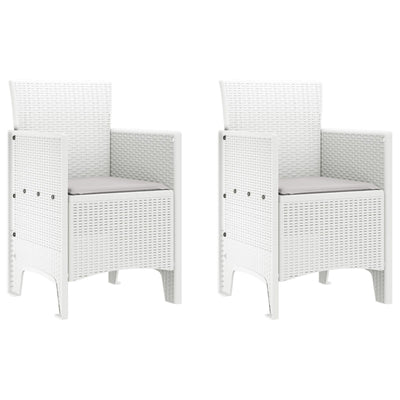 Garden Chairs with Cushions 2 pcs White Poly Rattan