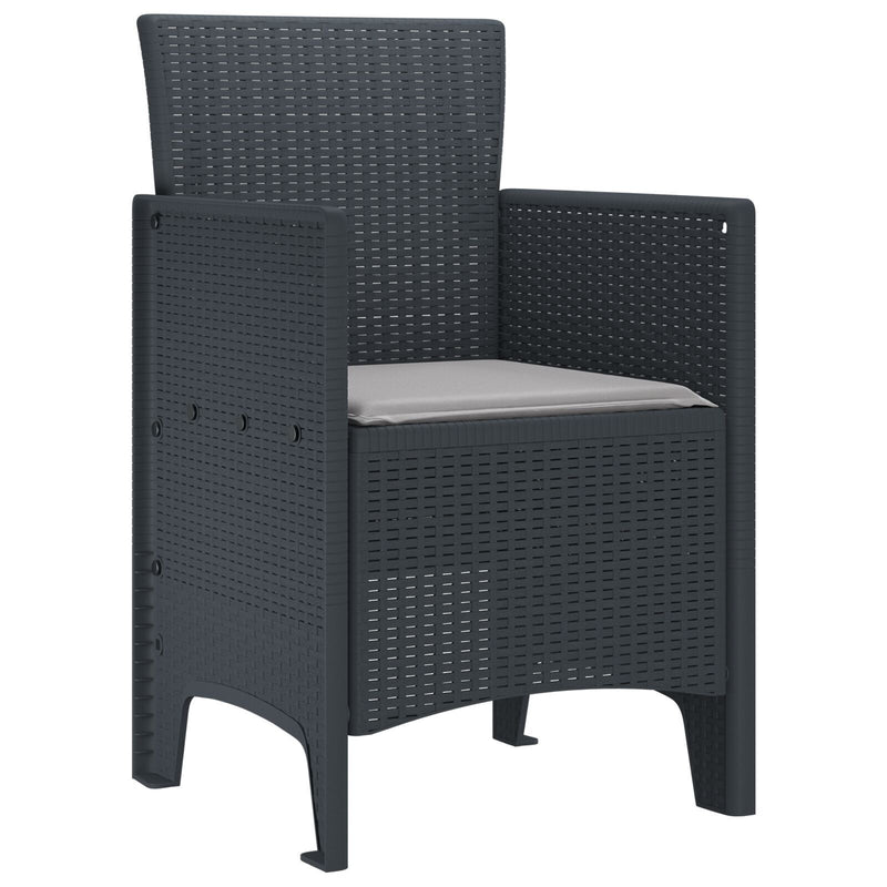 Garden Chairs with Cushions 2 pcs Anthracite Poly Rattan