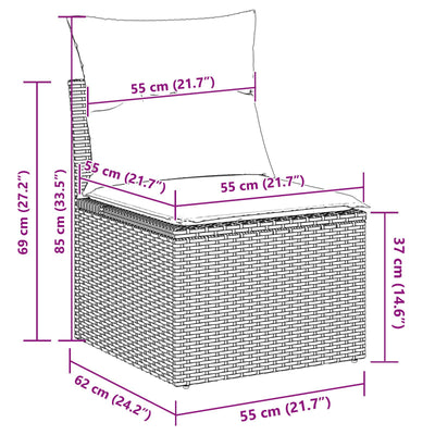 6 Piece Garden Sofa Set with Cushions Grey Poly Rattan