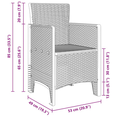 Garden Chairs with Cushions 2 pcs Brown Poly Rattan