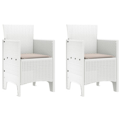 Garden Chairs with Cushions 2 pcs White Poly Rattan