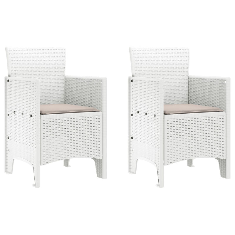 Garden Chairs with Cushions 2 pcs White Poly Rattan