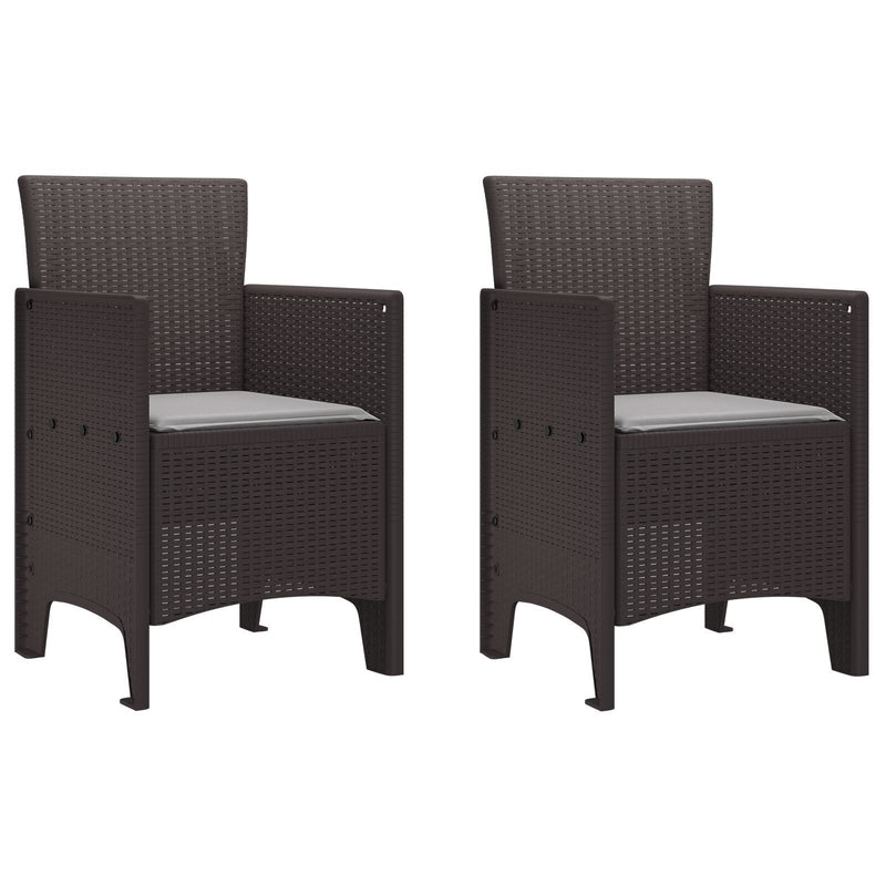 Garden Chairs with Cushions 2 pcs Brown Poly Rattan