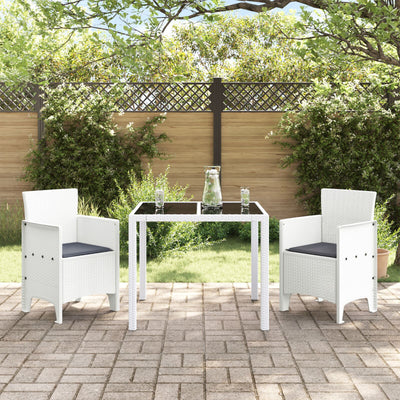 Garden Chairs with Cushions 2 pcs White Poly Rattan