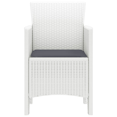 Garden Chairs with Cushions 2 pcs White Poly Rattan