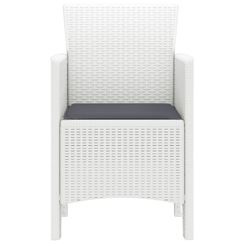 Garden Chairs with Cushions 2 pcs White Poly Rattan