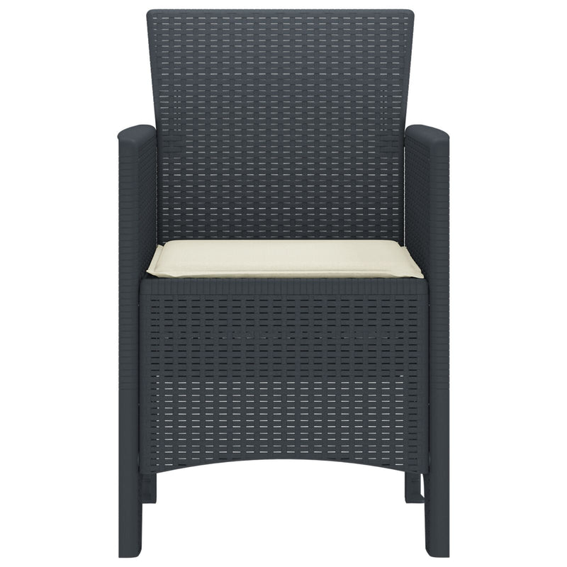 Garden Chairs with Cushions 2 pcs Anthracite Poly Rattan
