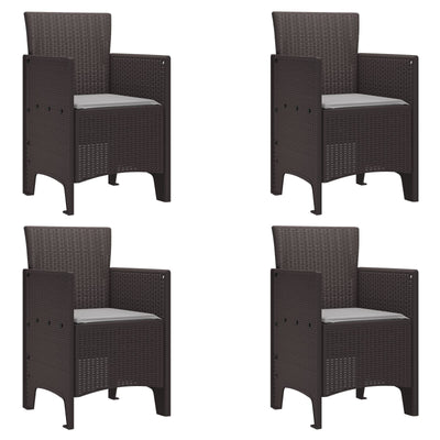 Garden Chairs with Cushions 4 pcs Brown Poly Rattan