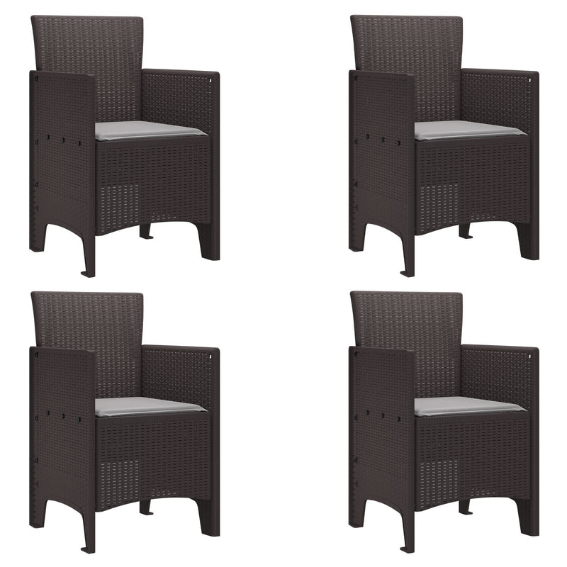 Garden Chairs with Cushions 4 pcs Brown Poly Rattan