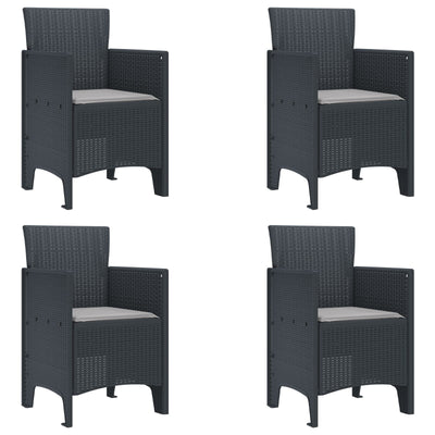 Garden Chairs with Cushions 4 pcs Anthracite Poly Rattan