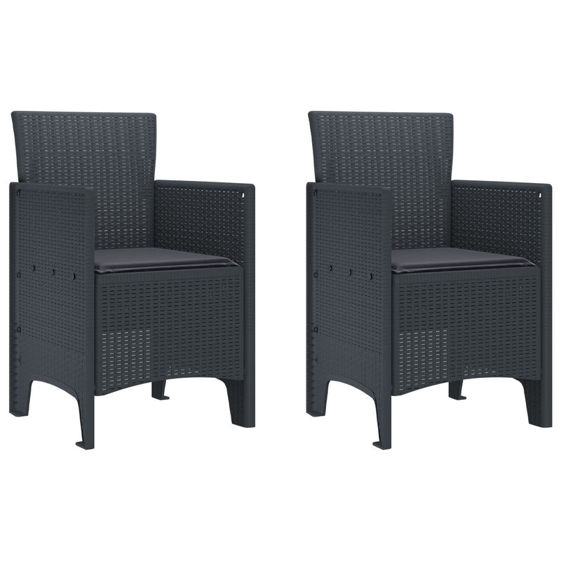 Garden Chairs with Cushions 2 pcs Anthracite Poly Rattan
