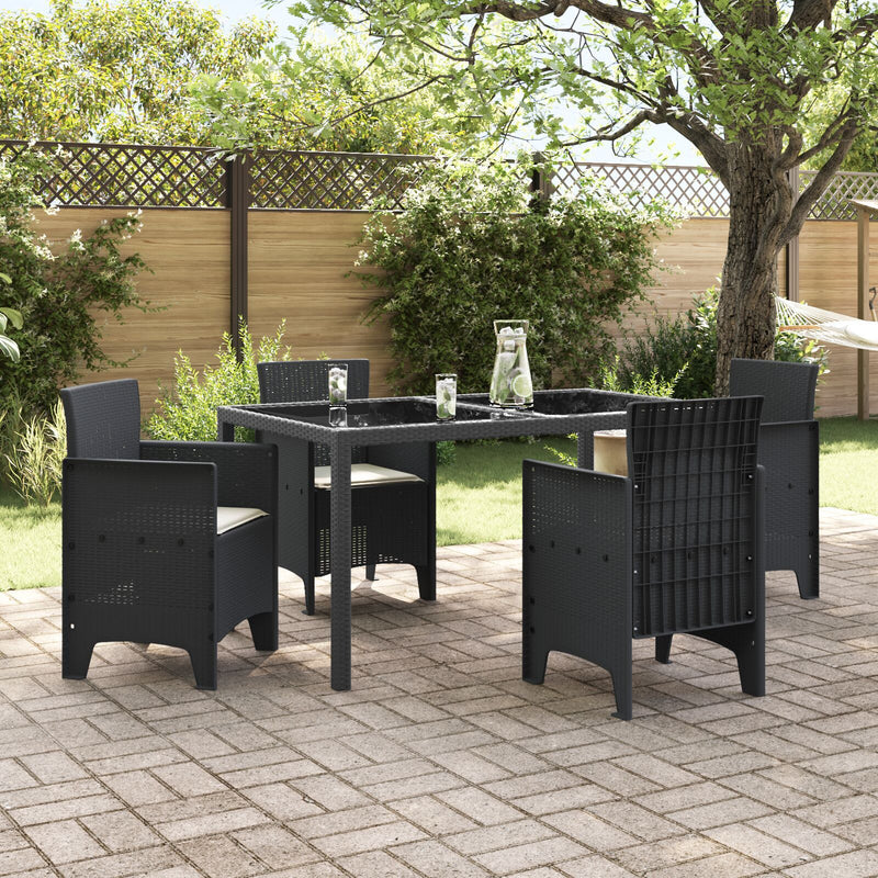 Garden Chairs with Cushions 4 pcs Anthracite Poly Rattan