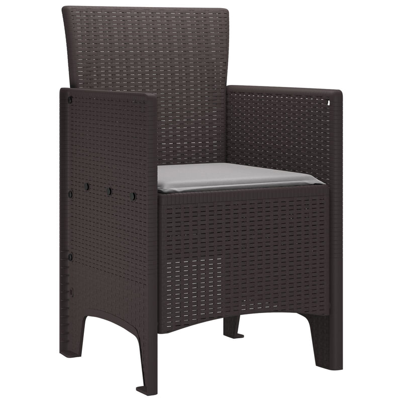Garden Chairs with Cushions 4 pcs Brown Poly Rattan
