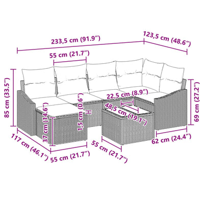 6 Piece Garden Sofa Set with Cushions Black Poly Rattan