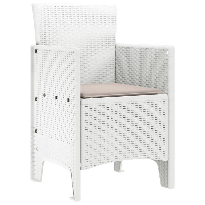 Garden Chairs with Cushions 2 pcs White Poly Rattan
