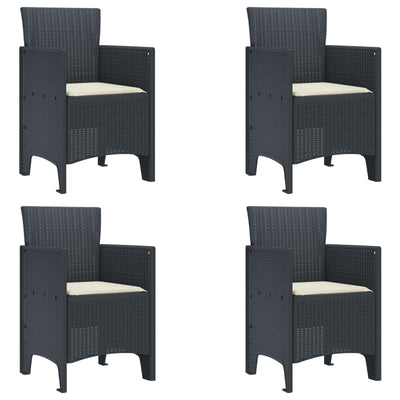 Garden Chairs with Cushions 4 pcs Anthracite Poly Rattan