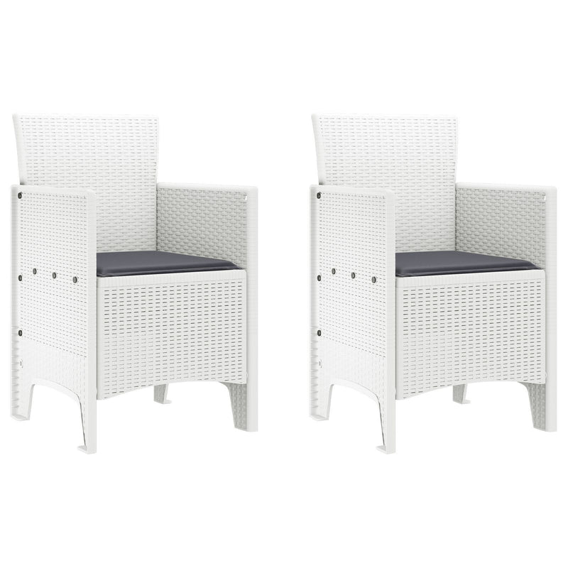 Garden Chairs with Cushions 2 pcs White Poly Rattan