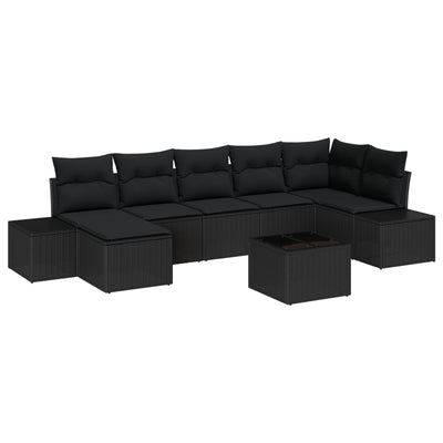 8 Piece Garden Sofa Set with Cushions Beige Poly Rattan