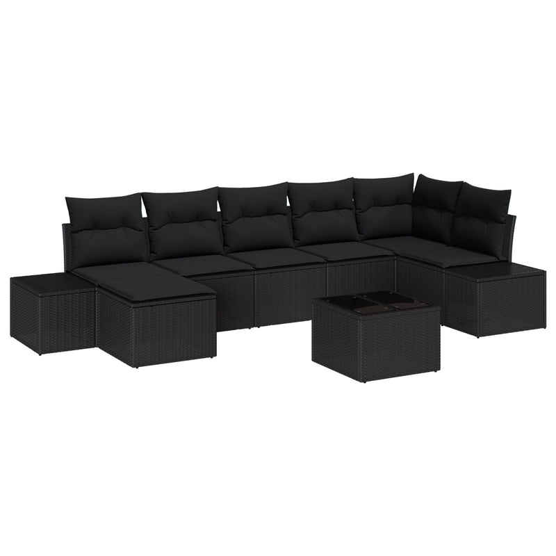 8 Piece Garden Sofa Set with Cushions Beige Poly Rattan