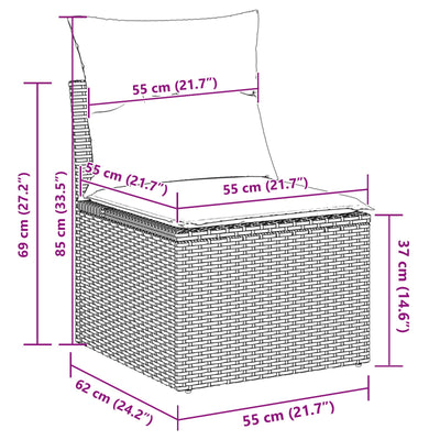 6 Piece Garden Sofa Set with Cushions Grey Poly Rattan