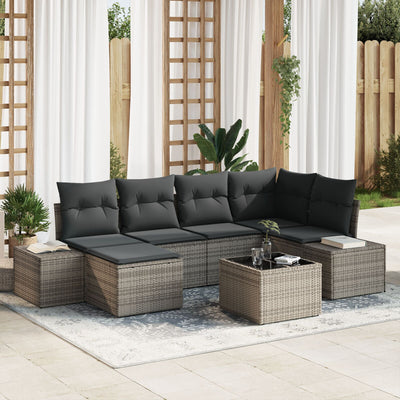 6 Piece Garden Sofa Set with Cushions Black Poly Rattan