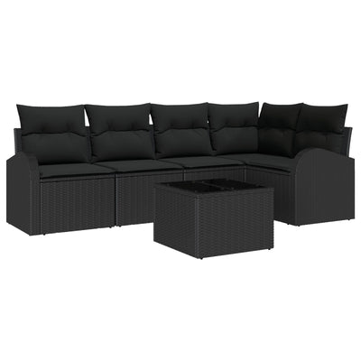 6 Piece Garden Sofa Set with Cushions Beige Poly Rattan