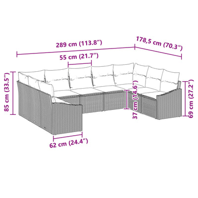 9 Piece Garden Sofa Set with Cushions Black Poly Rattan
