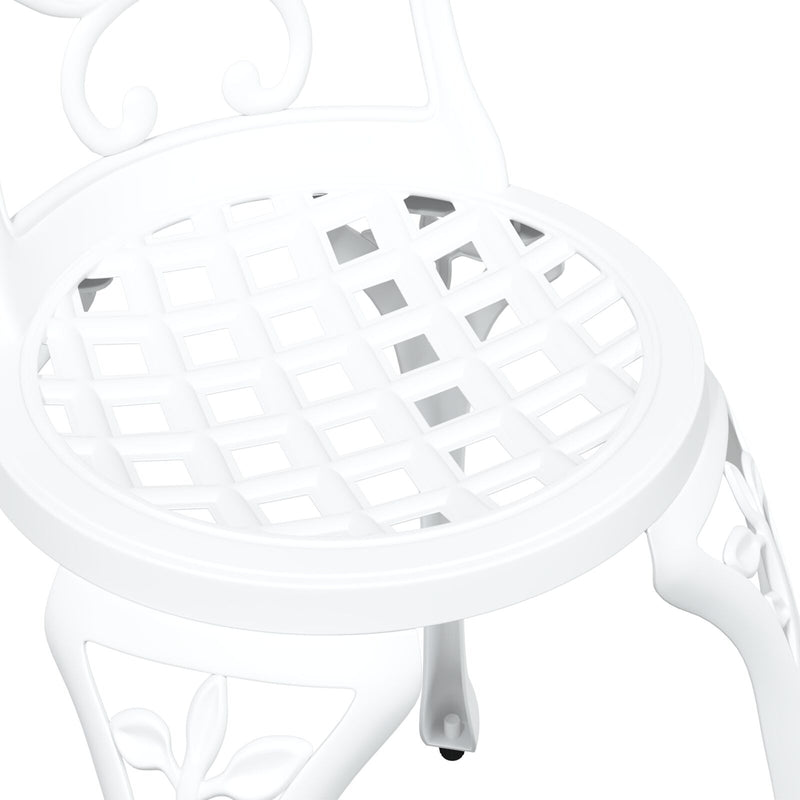 3 Piece Outdoor Bistro Set - White Cast Aluminium