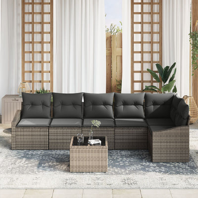 6 Piece Garden Sofa Set with Cushions Black Poly Rattan