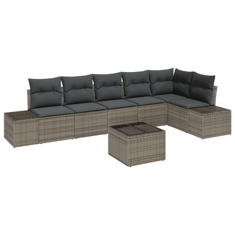 6 Piece Garden Sofa Set with Cushions Black Poly Rattan