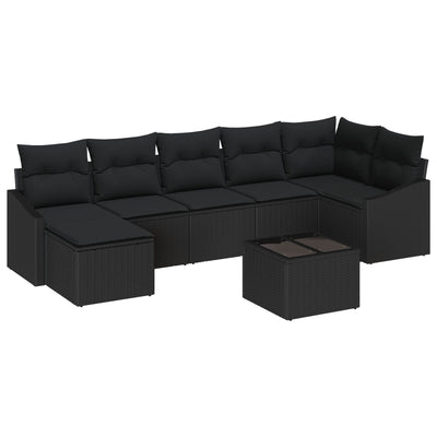 8 Piece Garden Sofa Set with Cushions Beige Poly Rattan