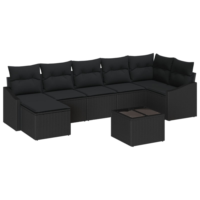 8 Piece Garden Sofa Set with Cushions Beige Poly Rattan