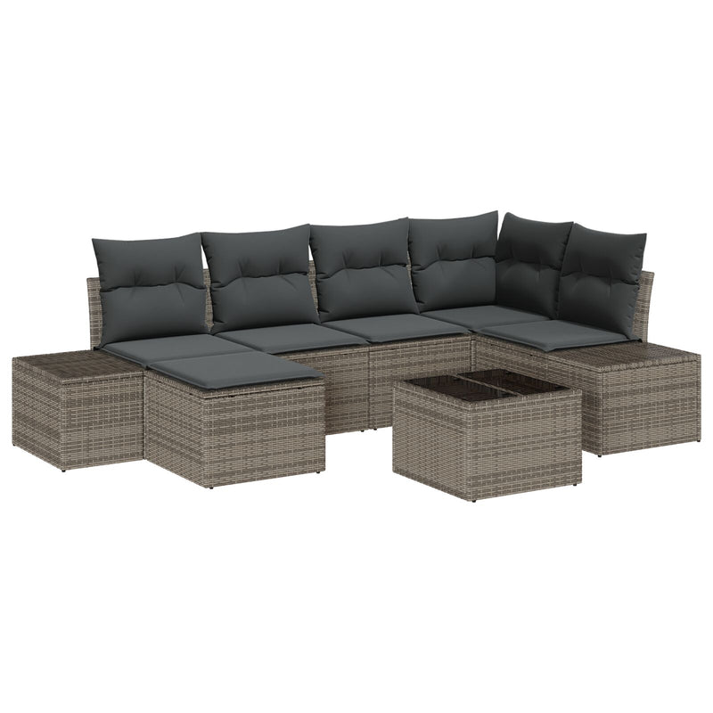 6 Piece Garden Sofa Set with Cushions Black Poly Rattan