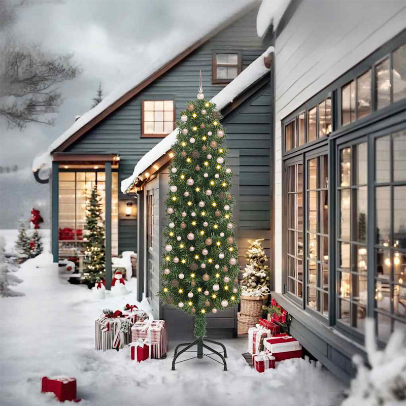 Slim Christmas Tree 300 LEDs & Ball Set Green 240 cm