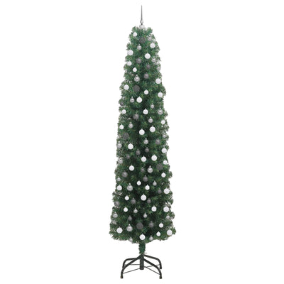 Slim Christmas Tree 300 LEDs & Ball Set Green 240 cm