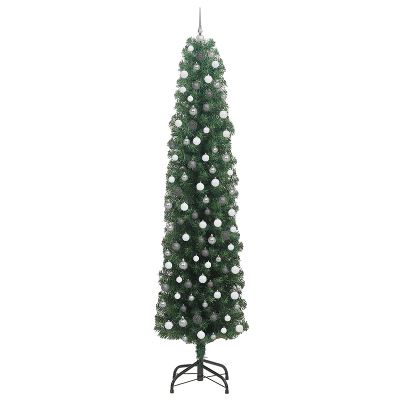 Slim Christmas Tree 300 LEDs & Ball Set Green 240 cm