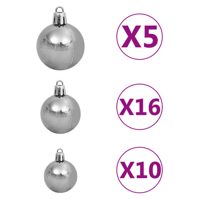 Artificial Christmas Tree with LED and Bauble Set Green 240 cm PET