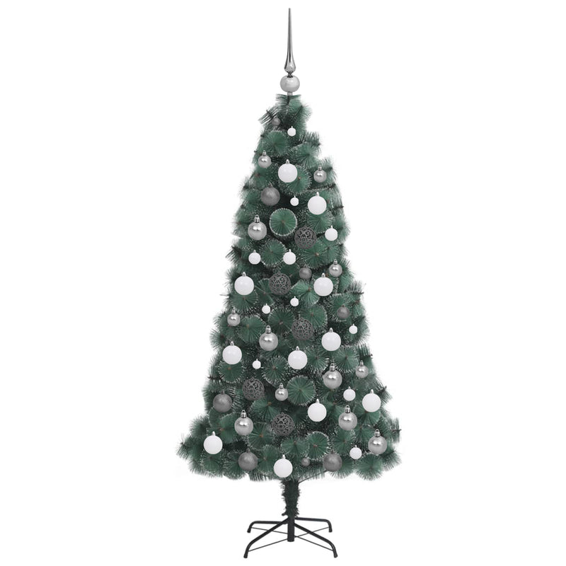 Artificial Christmas Tree with LED and Bauble Set Green 240 cm PET