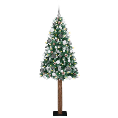 Slim Christmas Tree LEDs & Ball Set Green 180 cm PVC