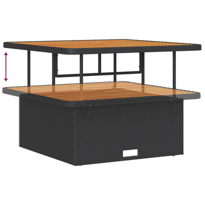 3 Piece Garden Dining Set with Cushions Black Poly Rattan Acacia