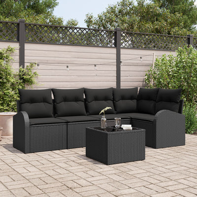 6 Piece Garden Sofa Set with Cushions Beige Poly Rattan