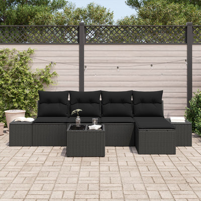 6 Piece Garden Sofa Set with Cushions Beige Poly Rattan