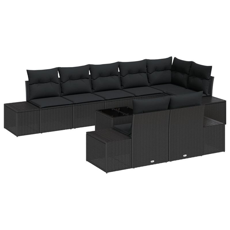 9 Piece Garden Sofa Set with Cushions Beige Poly Rattan