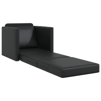 Floor Sofa Bed 2-in-1 Black 74x77x81 cm Faux Leather