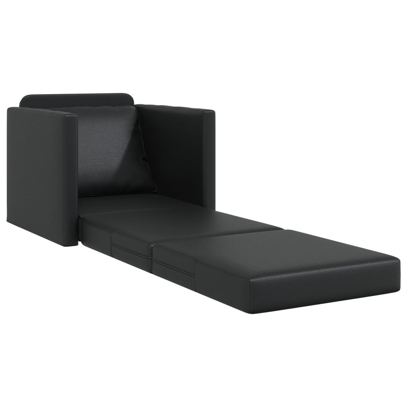 Floor Sofa Bed 2-in-1 Black 74x77x81 cm Faux Leather