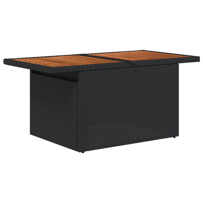 Garden Sofa Set Set of 5 Black Rattan, Polyester Outdoor Table